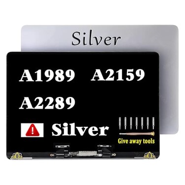 GBOLE Screen Replacement for MacBook Pro Retina A1989 A2159 A2289 EMC 3214 3358 3301 3456 3348 Mid 2018 2019 LCD Screen Assembly Silver
