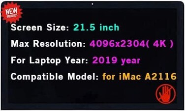 BTSELSS 215 Screen Replacement LM215UH1SD B1 for iMac A2116 2019 Year EMC 3195 MRT32 MRT42 4K Retina LCD Screen Panel Front Glass with Adhesive Kitnot for A1418 2k