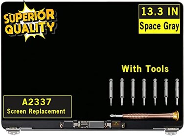 GBOLE Screen Replacement for MacBook Air A2337 M1 2020 Year EMC 3598 Retina Display LCD Screen Full Assembly Complete Top Assembly 133 2560x1600 Space Gray