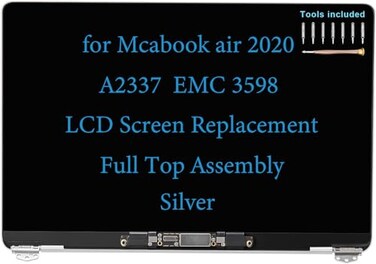 Daplinno 13 Screen Replacement for MacBook Air M1 2020 A2337 EMC 3598 MGN93 MGND3 MGN73 MGNA3 MGNE3 Display Full LCD Screen Complete Full Top Assembly Kit Silver