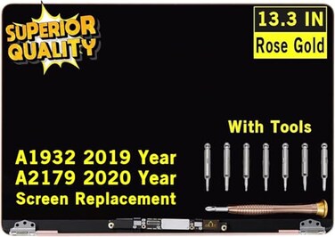 GBOLE Screen Replacement for MacBook Air Retina A1932 2019 Year A2179 2020 Year EMC 3302 EMC 3184 MVFH2 MVFJ2 MWTJ2 MWH22 LCD Display Full Assembly Complete Top Assembly 133 2560x1600 Rose Gold