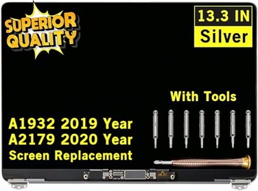 GBOLE Screen Replacement for MacBook Air Retina A1932 2019 Year A2179 2020 Year EMC 3302 EMC 3184 MVFH2 MVFJ2 MWTJ2 MWH22 LCD Display Full Assembly Complete Top Assembly 133 2560x1600 Silver