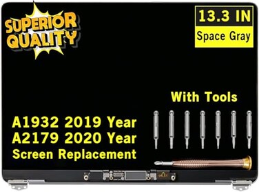 GBOLE Screen Replacement for MacBook Air Retina A1932 2019 Year A2179 2020 Year EMC 3302 EMC 3184 MVFH2 MVFJ2 MWTJ2 MWH22 LCD Display Full Assembly Complete Top Assembly 133 2560x1600 Space Gray