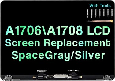 XIMIELEC Screen Replacement for MacBook Pro 133 A1706 A1708 Late 2016 Mid 2017 Retina LCD Display Assembly Kit 2560x1600 EMC 3071 EMC 3163 EMC 2978 EMC 3164 Silver