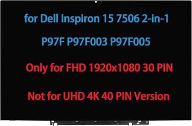 daplinno 156 LCD Replacement for Dell Inspiron 15 7506 2in1 P97F P97F003 P97F005 Touch Screen Digitizer LED Display Assembly with Bezel FHD 30pin Connector