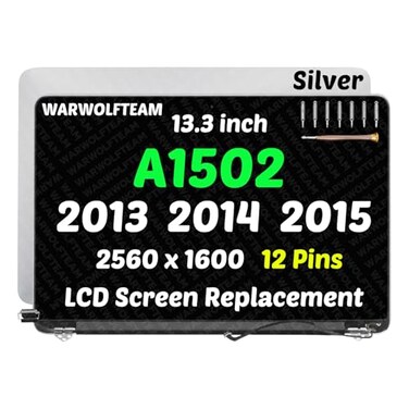 WARWOLFTEAM Compatible with MacBook Pro 133 A1502 Late 2013 Mid 2014 Early 2015 EMC 2835 EMC 2678 EMC 2875 12Pins Retina LCD Screen Display Replacement Full AssemblySilver