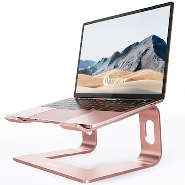 Nulaxy Laptop Stand Ergonomic Aluminum Laptop Computer Stand Detachable Laptop Riser Notebook Holder Stand Compatible with MacBook Air Pro Dell XPS HP Lenovo More 1016 Laptops Rose Gold