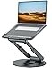 tounee Telescopic Laptop Stand for Desk with 360 Swivel Base Sit to Stand Height Adjustable Portable Riser Holder for Good Posture Compatible with MacBook Pro All Laptops 1017Gray