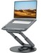 tounee Telescopic Laptop Stand for Desk with 360 Swivel Base Sit to Stand Height Adjustable Portable Riser Holder for Good Posture Compatible with MacBook Pro All Laptops 1017Gray