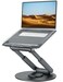 tounee Telescopic Laptop Stand for Desk with 360 Swivel Base Sit to Stand Height Adjustable Portable Riser Holder for Good Posture Compatible with MacBook Pro All Laptops 1017Gray