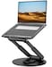 tounee Telescopic Laptop Stand for Desk with 360 Swivel Base Sit to Stand Height Adjustable Portable Riser Holder for Good Posture Compatible with MacBook Pro All Laptops 1017 Black