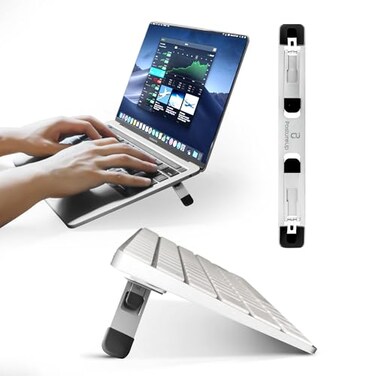 AQUUES Solutions ProRiser by PostureUp SelfAdhesive NonScratch Aluminum Laptop Keyboard Stand for Desk 175 3in Elevation Adjustable Computer Stand Laptop Riser for Up to 20in Laptops and Keyboards