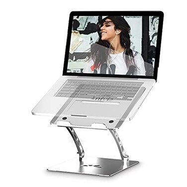 Annivia Anivia Newest Laptop StandAdjustable Laptop Computer Stand Portable Foldable Laptop Riser Metal Holder Compatible with 10 to 17 Inches Notebook Computer Space Gray
