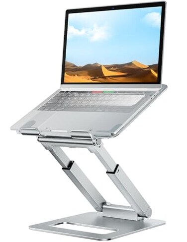 tounee Laptop Stand for Desk Adjustable Height Telescopic Computer Stand with Pull Out Design Ergonomic Laptop Riser Fits All Laptops 1017Silver