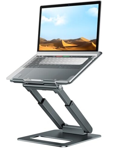 tounee Laptop Stand for Desk Adjustable Height Telescopic Computer Stand with Pull Out Design Ergonomic Laptop Riser Fits All Laptops 1017Gray