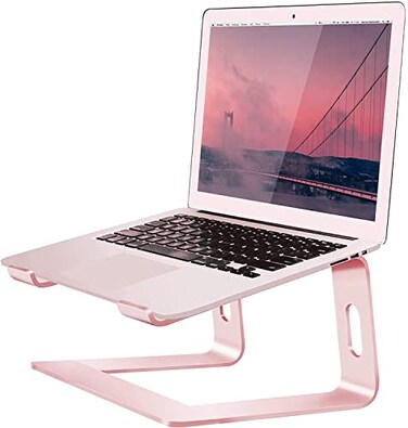 Orionstar Ergonomic Laptop Stand Premium 5mm Aluminum Riser for 10156 Inch Notebook Computer ToolFree Detachable Elevator Holder for Desk Office Sturdy Riser for EyeLevel Neck Relief Pink