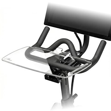 TFD The Tray V2 for Peloton Bike Original Models Flat Acrylic Desk Tray with Phone and Pen Holders Laptop and Tablet Tray for Work Reading or Viewing While Riding Clear
