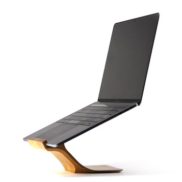 XDK Wood Laptop Stand for Desk Ergonomic Height Riser for Notebook Computer up to 15 Inches Wooden Holder for MacBookAluminum Laptops