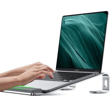 JCZT Aluminum Laptop Stand Notebook Stand with Wrist Rest Ergonomic Detachable Laptop Mount Computer Stand Compatible with 1017 All Laptops Such as MacBook Air ProHPDellLenovo Silver