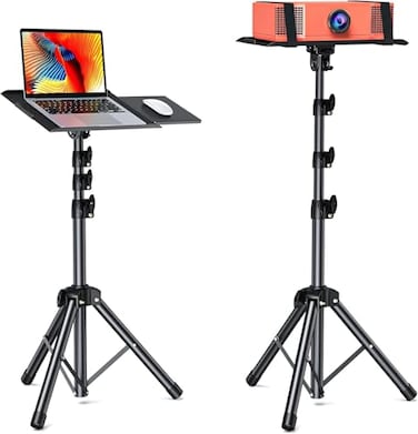 AMADA HOMEFURNISHING Foldable Projector Tripod Multipurpose Laptop Stand with Removable Mouse Tray Adjustable Height 2563 Inch Outdoor Movie Projector Stand AMPS03