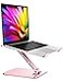 RIWUCT Foldable Aluminum Alloy Laptop Stand for Desk Height Adjustable Ergonomic Computer Stand Portable Laptop Riser Holder Notebook Mount Compatible with MacBook Pro AirHPDell 1016 Pink