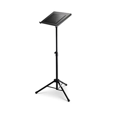 OnStage LPT7000 Deluxe Laptop Stand Adjustable Height and Tilt Metal Construction Black Foldable