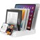 DeskLogics Vertical Laptop Stand Holder Desk Organizer Rack Adjustable Dock for MacBook iPad Phone 6in1 Multi Device Storage System with 360 Rotation