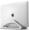 HumanCentric Vertical Laptop Stand for Desks in Silver Color Upright Adjustable Holder to Dock Apple MacBook Stand and Other Laptops to Organize Work Home Office Automatic Grip