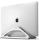 HumanCentric Vertical Laptop Stand for Desks in Silver Color Upright Adjustable Holder to Dock Apple MacBook Stand and Other Laptops to Organize Work Home Office Automatic Grip