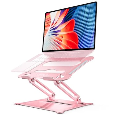 Urmust Laptop Notebook Stand Holder Adjustable Laptop Stand Portable Computer Riser Compatible with MacBook Air Pro HP Dell XPS Lenovo All Laptops 10156Rose Gold