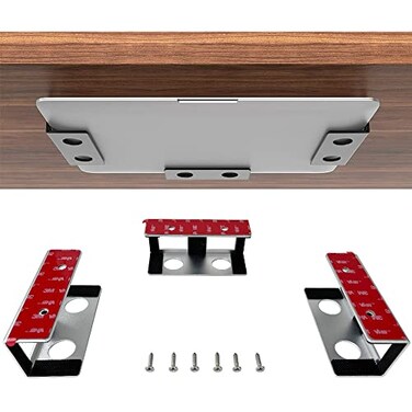 IFCASE Under Desk Laptop Mount with Adhesive Screw in Hard Aluminum Under Desk Shelf Holder for Laptop Mac mini MacBook Keyboard with AntiScratch Silicone Silver