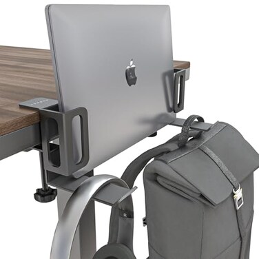 NODOCA Laptop Storage for Desk Vertical Laptop Stand for Desk MacBook Vertical Stand with Headphone Holder Desk Side Storage for MacBookSurfaceSamsungHPDellM Black