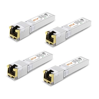 6COM 4Pack 10GBaseT SFP Transceiver 10Gb SFP to RJ45 Copper SFP Module Compatible for Cisco SFP10GTS Ubiquiti uacccmrj45mg Netgear Mikrotik TPLinkCAT6a7 30m984ft
