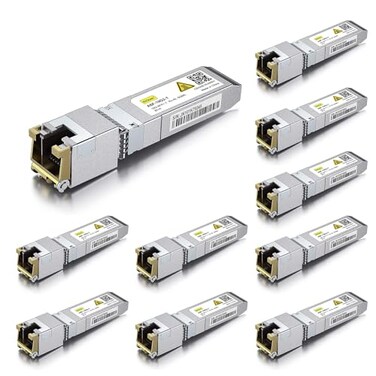 10Gtek CAT6a Copper Transceiver AutoNegotiation SFP Ethernet Module up to 30Meter for Cisco SFP10GTS Netgear Pack of 10