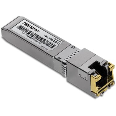 TRENDnet 10G RJ45 Copper SFP Module Convert A Standard SFP Slot Into A RJ45 MultiGigabit Port Connect Devices Up to 30m 98ft HotPluggable Lifetime Protection Silver TEG10GBRJ