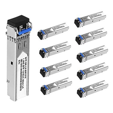 LeaGerous 10Pcs SFP Network Transceiver Module 125 Gigabit Single Mode LC Duplex 1000BASELX Dual Fiber SFP 20km 1310nm