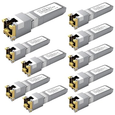 FTTPVIPS 10PCS 10GBASET SFP RJ45 Copper Transceiver Module MultiRate 125G25G5G10G up to 30m Compatible with TPLink Cisco SFP10GTS Ubiquiti UFRJ4510G Netgear Broadcom Mikrotik and More