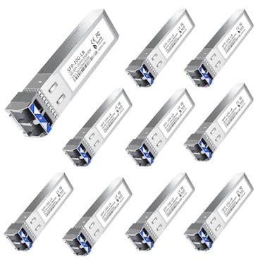 FTTPVIPS 10Pack SFP LC 10GBaseLR Transceiver 10G Single Mode Module Compatible with Cisco SFP10GLR Ubiquiti UFSM10G Meraki Mikrotik Netgear Aruba TPLink and More 1310nm SMF 20km DDM