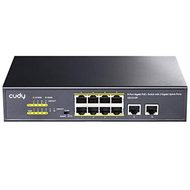 Cudy GS1010P 10Port Gigabit Ethernet Unmanaged PoE Switch with 8 x PoE 120W DesktopRackmount CCTV VLAN Mode 8023af 8023at Plug and Play