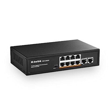 MokerLink 10 Port Gigabit PoE Switch 8 GE PoE 2 GE Uplink 101001000Mbps 120W 8023afat Fanless Plug Play Ethernet Switch