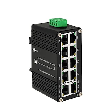 Steloproad Mini Industrial Switch 10 Ports Gigabit Switch Hardened 10 Port RJ45 101001000Mbps Ethernet Switch Din Rail Mount Outdoor Ethernet Switch Unmanaged Network Switch 40 to 176F with 1248V DC