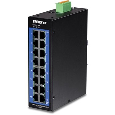 TRENDnet 16Port Industrial Gigabit L2 Managed DINRail Switch Layer 2 Switch 16 x Gigabit Ports 32Gbps Switching Capacity Extreme Temperature Gigabit Switch Lifetime Protection Black TIG160i