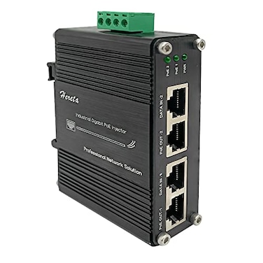 Hereta 2 Ports Hardened Industrial Gigabit PoE Injector 30W Max Per Port 1248VDC Power Input Support IEEE8023afat PoE Device Support 101001000BaseT Compliant with IEEE 8023ab