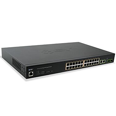 BVTech 24Port Gigabit PoE Managed Switch with 2 Ethernet 2 SFP Uplinks HighPerformance NDAA Compliant POESW2404GMGPLUS