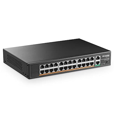MokerLink 24 Port PoE Switch with 2 Gigabit Uplink Ethernet Port 400W High Power Support IEEE8023afat Rackmount Unmanaged Plug and Play PoE