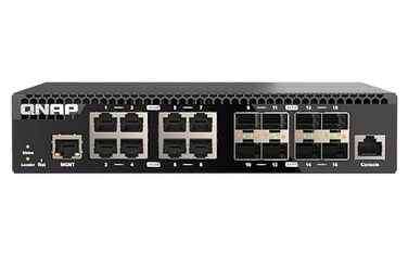 QNAP 16Port HalfWidth Rackmount 10GbE Managed Network Switch QSWM3216R8S8TUS Layer 2 Web Management