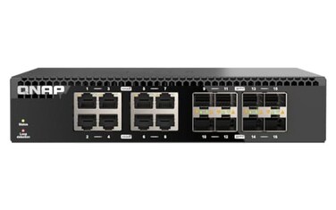 QNAP QSW3216R8S8TUS 16Port HalfWidth Rackmount 10GbE Unmanaged Switch for SMBSOHO highSpeed Networking environmen