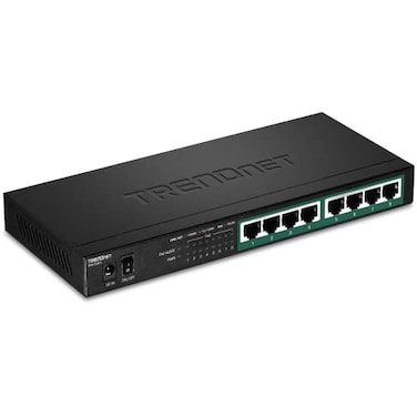 TRENDnet 8Port Gigabit PoE Switch 65W PoE Power Budget 16Gbps Switching Capacity IEEE 8021p QoS DSCP PassThrough Support Fanless Wall Mountable Lifetime Protection Black TPETG83