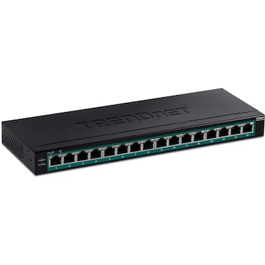TRENDnet 16Port Gigabit PoE Switch TPETG160H 123W PoE Power Budget 32 Gbps Switching Capacity Desktop Switch Ethernet Network Switch Metal 1U 10 Rack Mountable Lifetime Protection