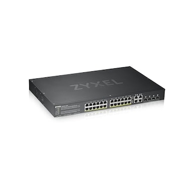 Zyxel 24 Port PoE Switch Smart Managed Gigabit Network Ethernet Switch 24x GbE PoE with 375W Budget 4X SFP GbE Combo Ports Rack Mount Smart Fan Hybrid Mode Nebula Cloud GS192024HPv2